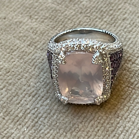 Judith Ripka - Amethyst Pink Quartz Sterling Silver Ring Size 6.75 - Picture 5 of 16